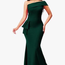 New Green Elegant Formal Evening Gown - Off The Shoulder 