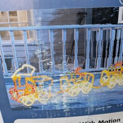 NIB Rare Vintage Rope Light Train With Motion Christmas Decoration 3 Cars