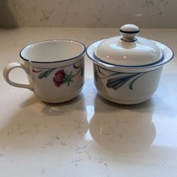 Vintage-Lenox-China stone -Poppies on Blue- 2 pieces that have defects, please see photo