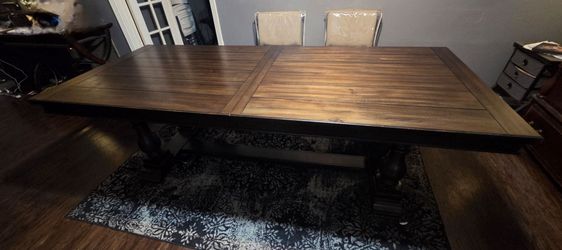 Large Heavy Dining Table Set with 6 Chairs – 40x94 – Excellent Condition