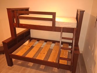 DETACHABLE Stained Wooden Bunkbed twin over Full size Frame only