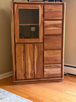 Solid Wood Display Cabinet – Made in India – 48" H | Modern Storage Cabinet