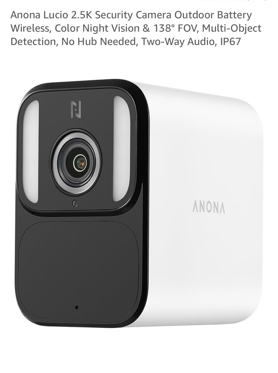 Anona Lucio 2.5K Security Camera Outdoor Battery Wireless, Color Night Vision & 138° FOV, Multi-Object Detection, No Hub Needed, Two-Way Audio, IP67