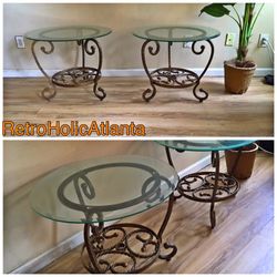 Iron base End table with Glass top