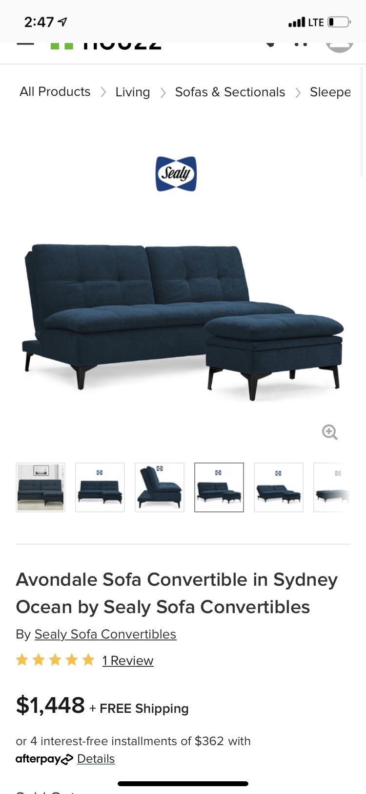 Sleeper Sofa With Ottoman By Sealy .also Wood End Table