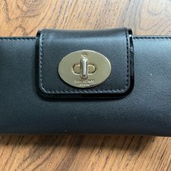 New Kate Spade Black Leather Wallet Clutch Purse