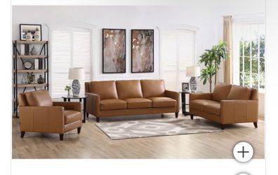 West Park 3-piece Leather Set - Sofa, Loveseat Couch set from Costco brand new