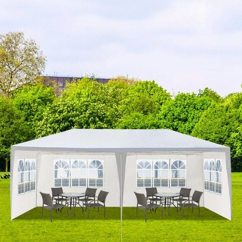 10×20 FT White Party Tent, Waterproof Outdoor Wedding Canopy with 6 Removable Sidewalls, Heavy Duty Gazebo Shelter for Patio, BBQ, Graduation & Events