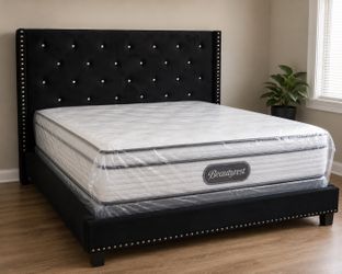 ✨Queen Beautyrest Pillowtop Set +Luxury Bedframe✨