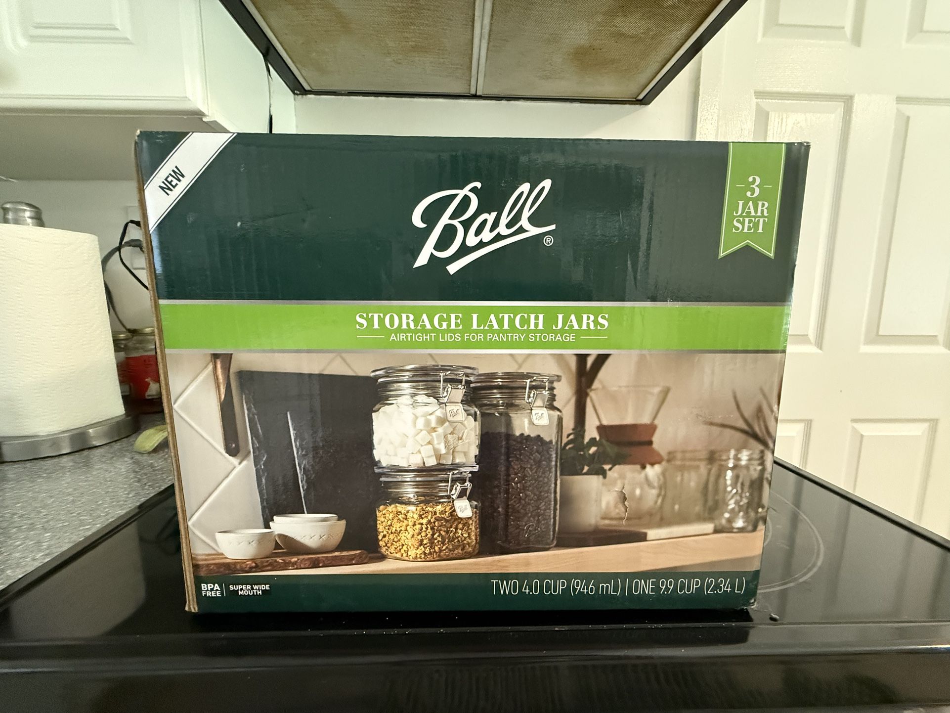 (3) Glass Storage Stackable Ball Jars Latch Lids