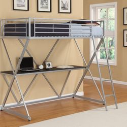Brand New! DHP Twin Loft Bed Frame With Desk