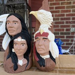 🏺 Hand-Painted Pottery Figurine Pair – Native American Heritage Month 