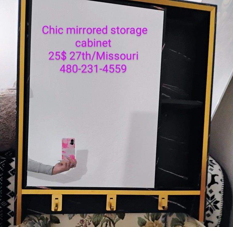 25$ Chic Mirrored Storage Cabinet