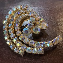 Vintage Brooch with AB Rhinestones 