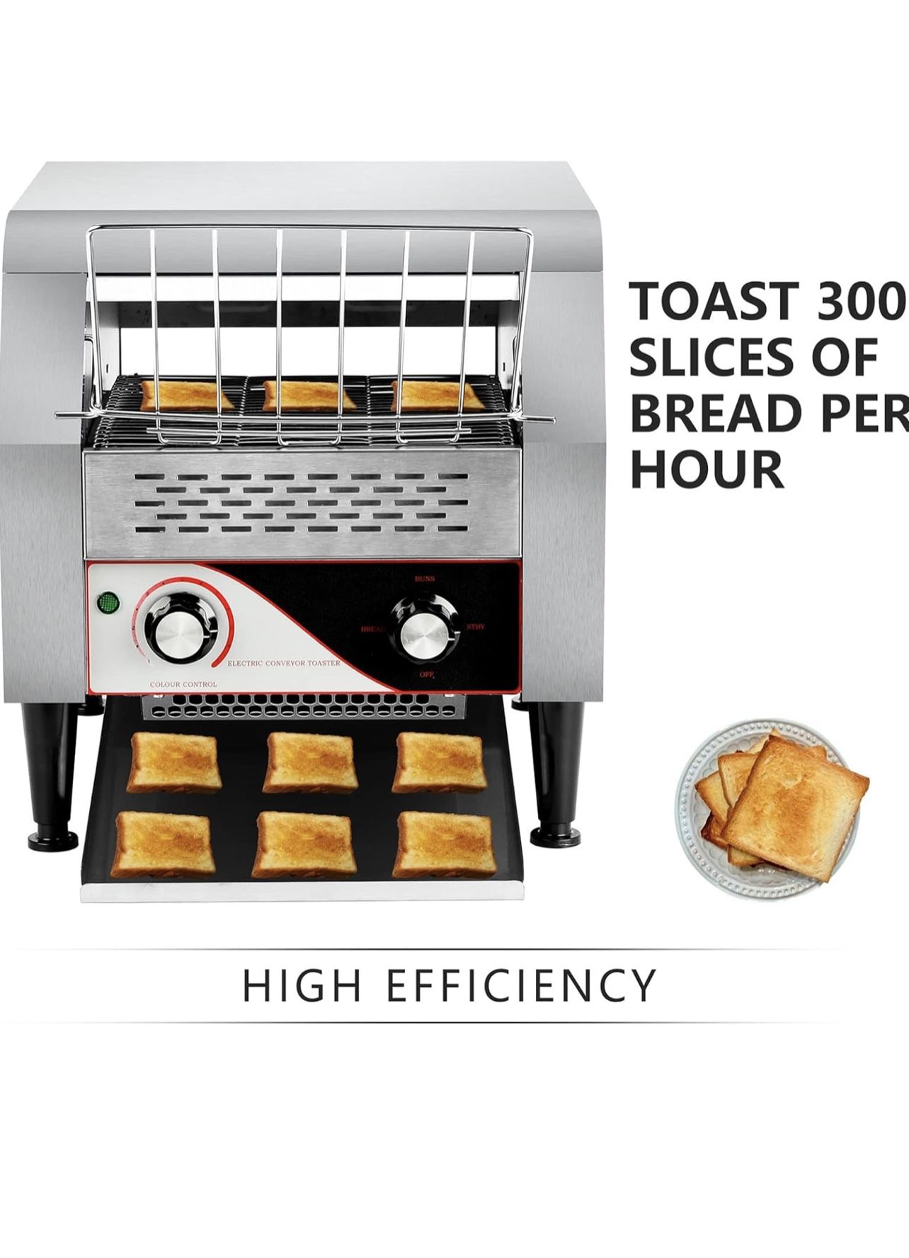 Conveyor Commercial Toaster, Electric Stainless Steel Toaster