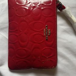 Coach Wallet Signature Leather Red