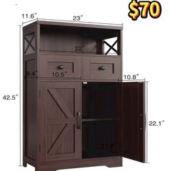 😀 Dark Brown Storage Cabinet with Drawers and Shelves, Standing Kitchen Pantry Cabinet, Floor Storage Cabinet Hutch Cupboard, Coffee Bar Station for 