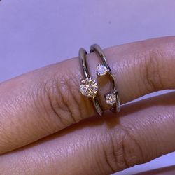 14K White Gold Diamond Rings Set