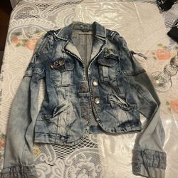 Unique Jean Embleshied Jacket !!!! 