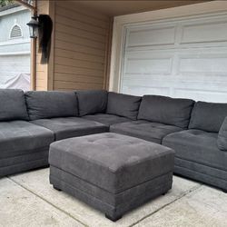 Comfy Costco Modular Sectional Couch/Sofa and Ottoman | FREE DELIVERY