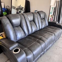 Black Recliner Sofa With Cup Holders