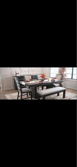 Modern 6-Piece Extendable Dining Set with Bench