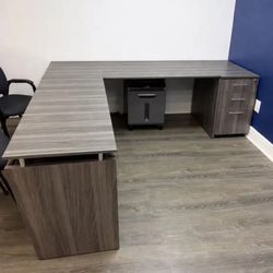 Complete Office Set – L Desk, Cabinets & Wall Storage