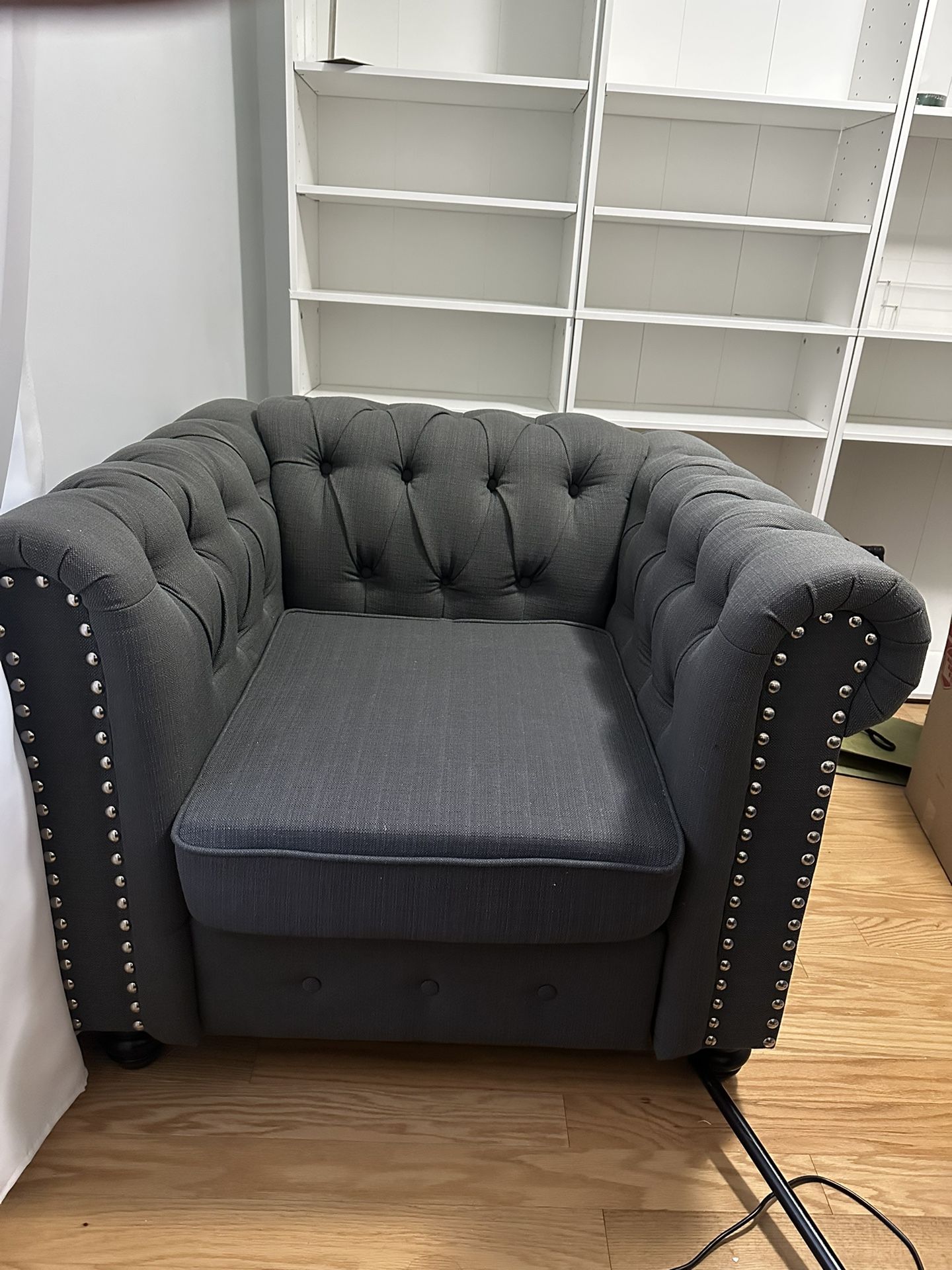Gray Tufted Armchair
