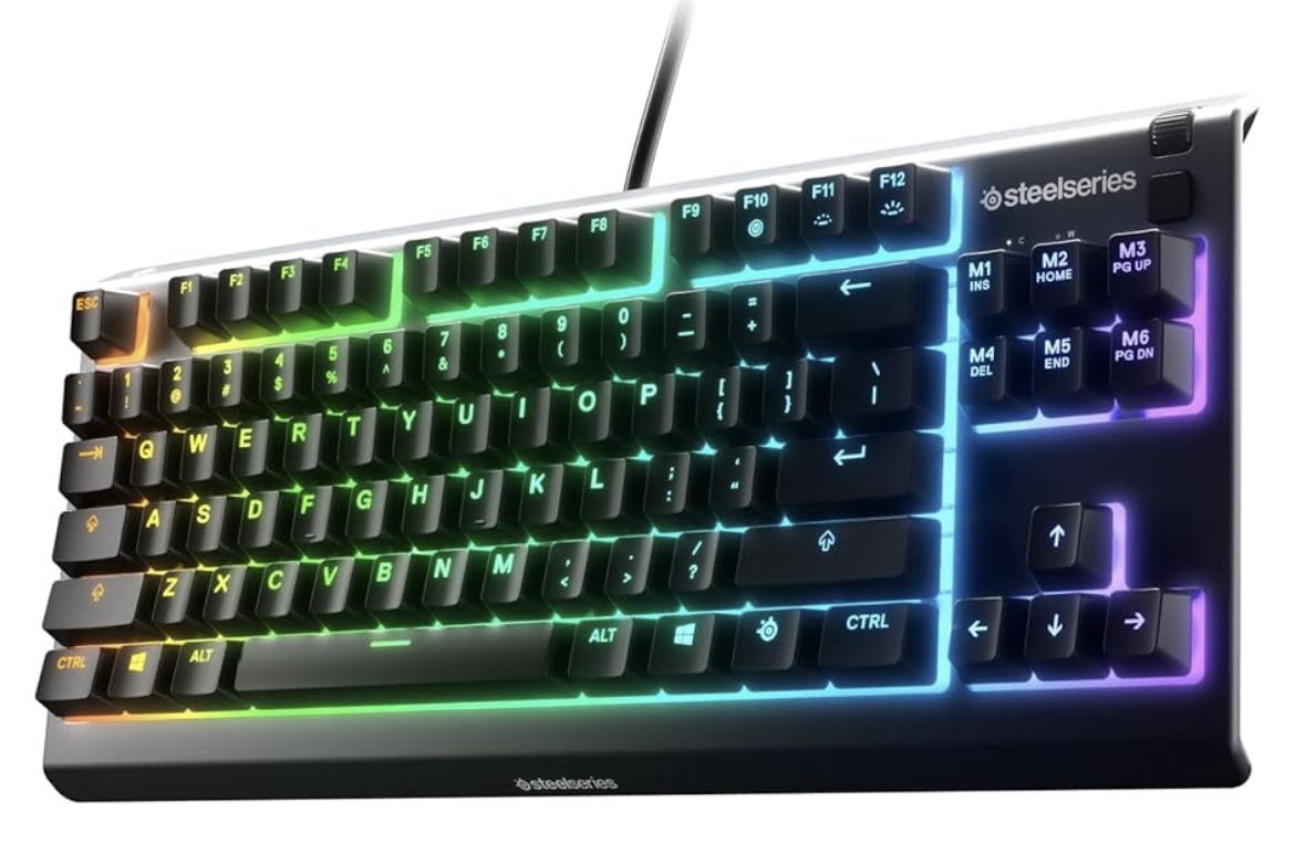 SteelSeries Apex 3 TKL RGB Gaming Keyboard – Tenkeyless Compact Form Factor - 8-Zone RGB Illumination