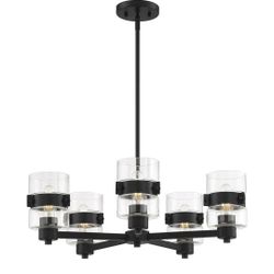 2080: (D3) NEW Designers Fountain Midnight LA 5-Light Chandelier with Clear Glass Shades, Matte Black