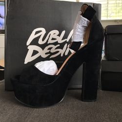 Public Desire Black Peep toe Platform Heels Pumps