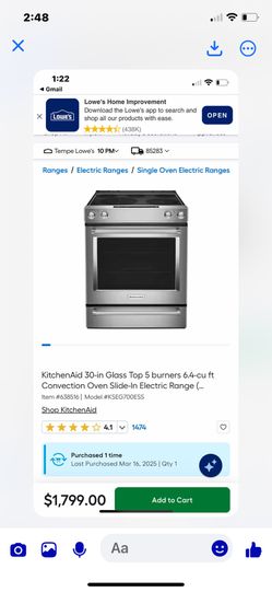 KitchenAid Electric range