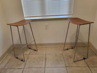 Stools(2) Wood seat. Metal frame