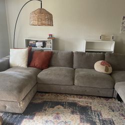 Gray 4 Piece Right Arm Facing Pop- Up Sleeper Chaise Sectional