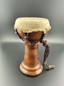 Vintage Drum  With Natural Leather Handmade