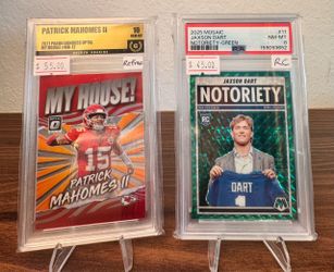 Patrick Mahomes Gem Mint 10 and Jaxson Dart Notoriety Green PSA