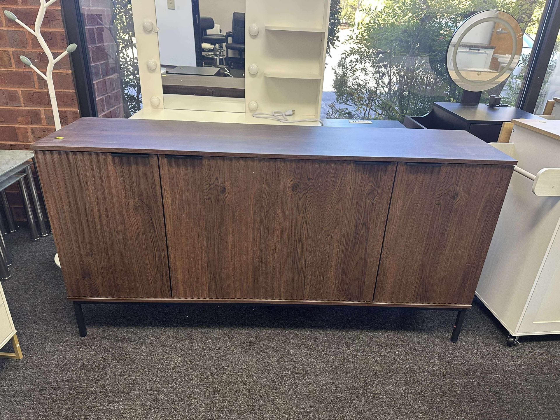 Sideboard, Buffet Cabinet with Storage, Wooden with Doors and Shelves, Accent Console Cabinet(little crack)