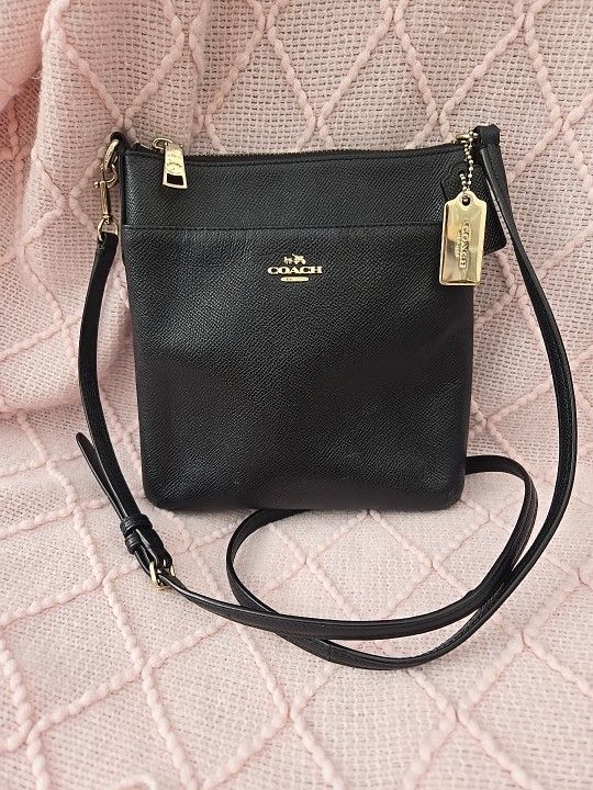 Coach Black Leather Crossbody Messenger Bag