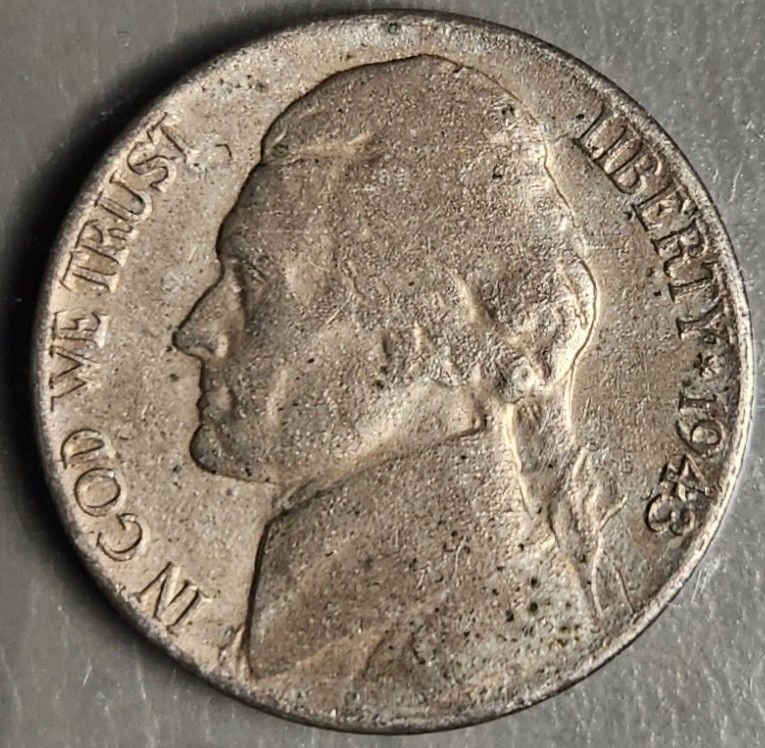 1943 P Jefferson Nickel (war nickel)