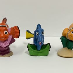 Lot Of 3 Finding Nemo Figurines Nemo Marlin & Dory From Playset Toy Disney Pixar