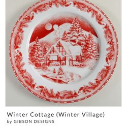 Gibson Porcelain Winter Village Plate 