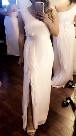 Long One-Shoulder Bridesmaid Dress with Ruffles and Side Slit Vera Wang size 8