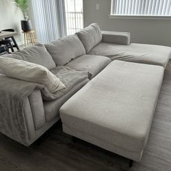 Light Grey Sectional (+chaise) & ottoman 