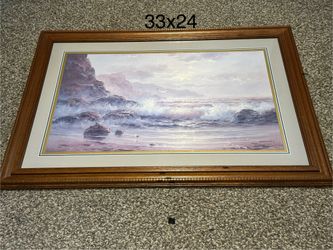 33x24 framed waves shore artwork