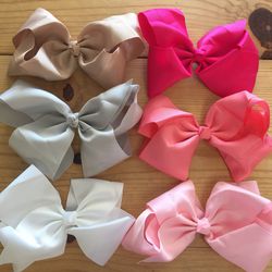 NEW extra large hair clip bows grosgrain pink white girl accessories like jojo