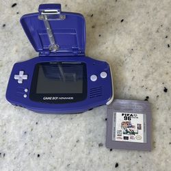Nintendo Game Boy Advance GBA Indigo Console w/ Pelican Light + FIFA 96 TESTED