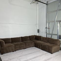 Dark  Brown 6 Piece Modular Sectional Couch 