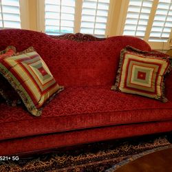 Red fabric sofa