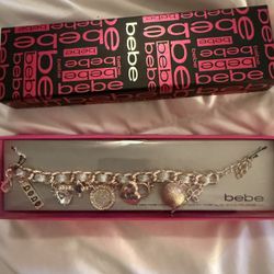 Bebe  Rose Gold And rhinestones Charm Bracelet - Brand New! 