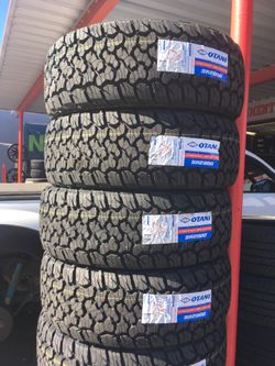 All terrain tires in stock 15” 16” 17” 18” 20”